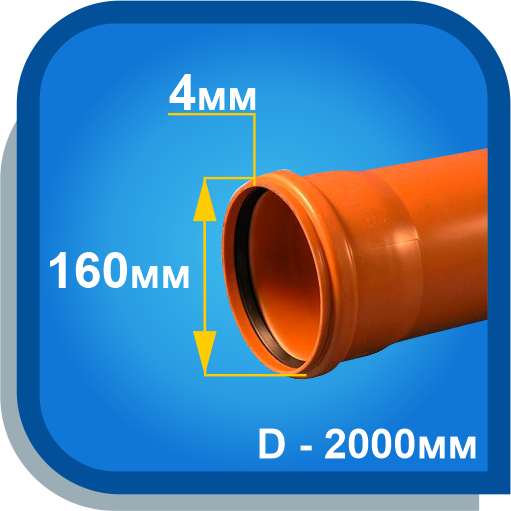 Труба ПВХ (PVC) рыжий (коричневый) Дн 160х4.0 L 2,0м